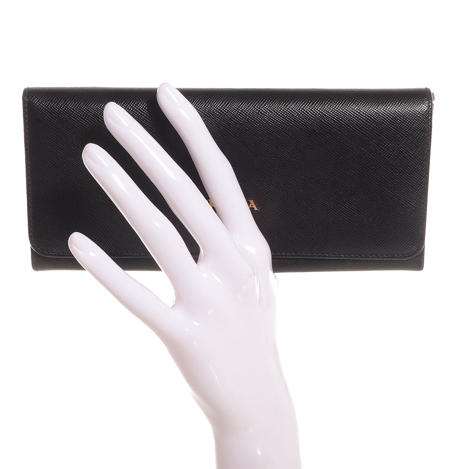 Prada Saffiano Metal Continental Flap Wallet Nero Black 2 of 8