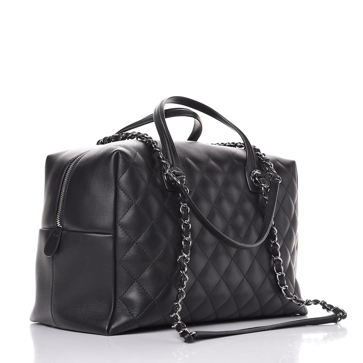 Calfskin Quilted Feather Weight Bowling Bag Black