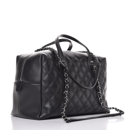 Chanel Calfskin Quilted Feather Weight Bowling Bag Black 3 of 13