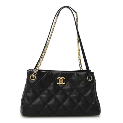 Chanel Calfskin Stitched Small Retro Chain Tote Black 1 of 12