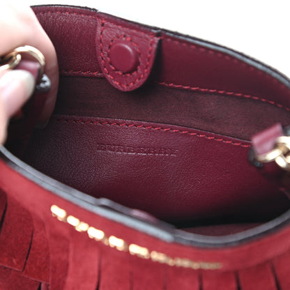 Burberry Suede Fringe Mini Bucket Bag Cherry 6 of 12