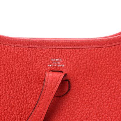 Hermes Taurillon Clemence Evelyne TPM Rouge De Coeur Bleu Du Nord 9 of 12
