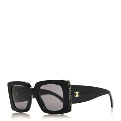 Chanel Acetate Rectangle Sunglasses 5480-H Black 1 of 8