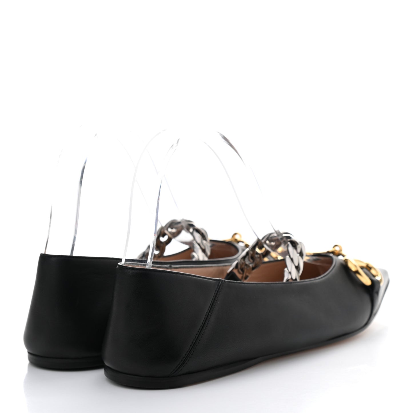 Nappa Deva Horsebit Chain Embellished Flats 39.5 Black