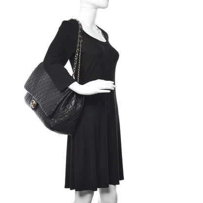Chanel Calfskin Quilted XXL Travel Flap Bag Black 2 of 11