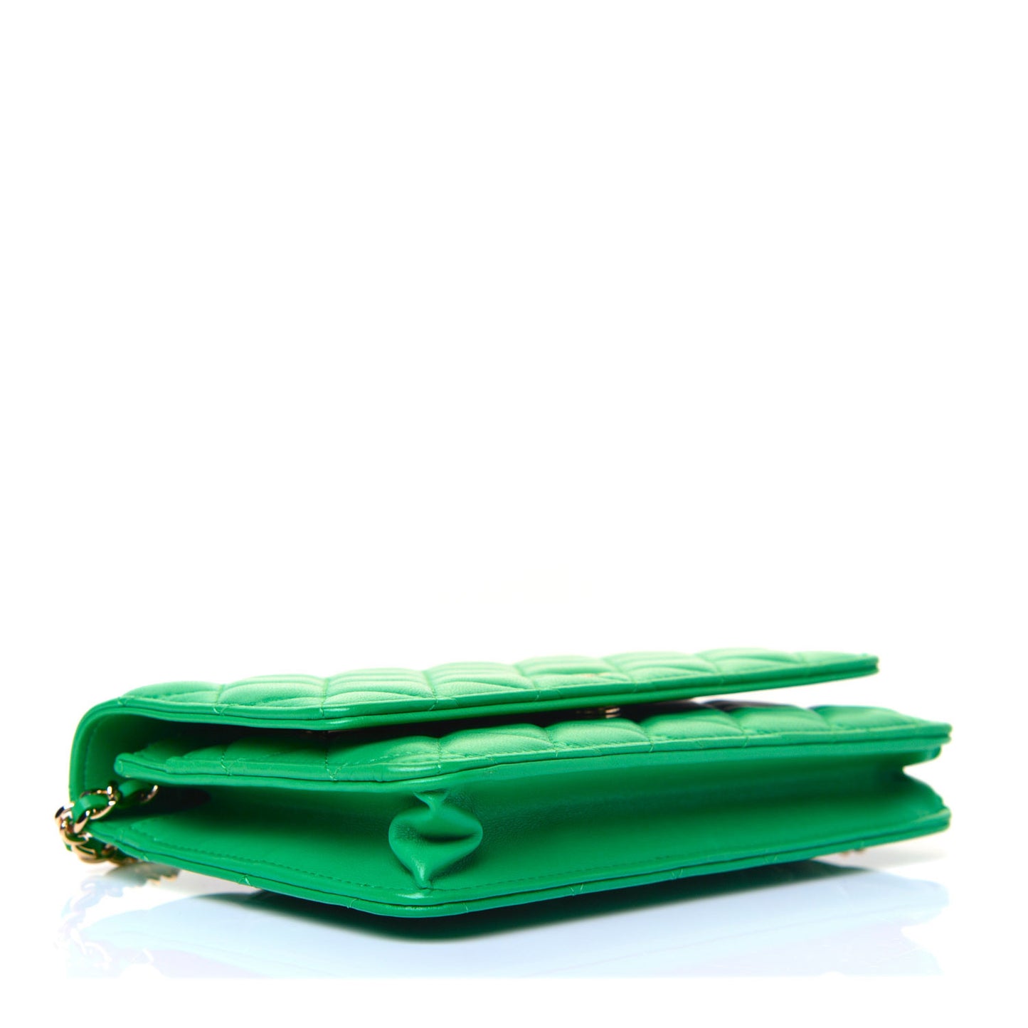 Lambskin Quilted Wallet On Chain WOC Green