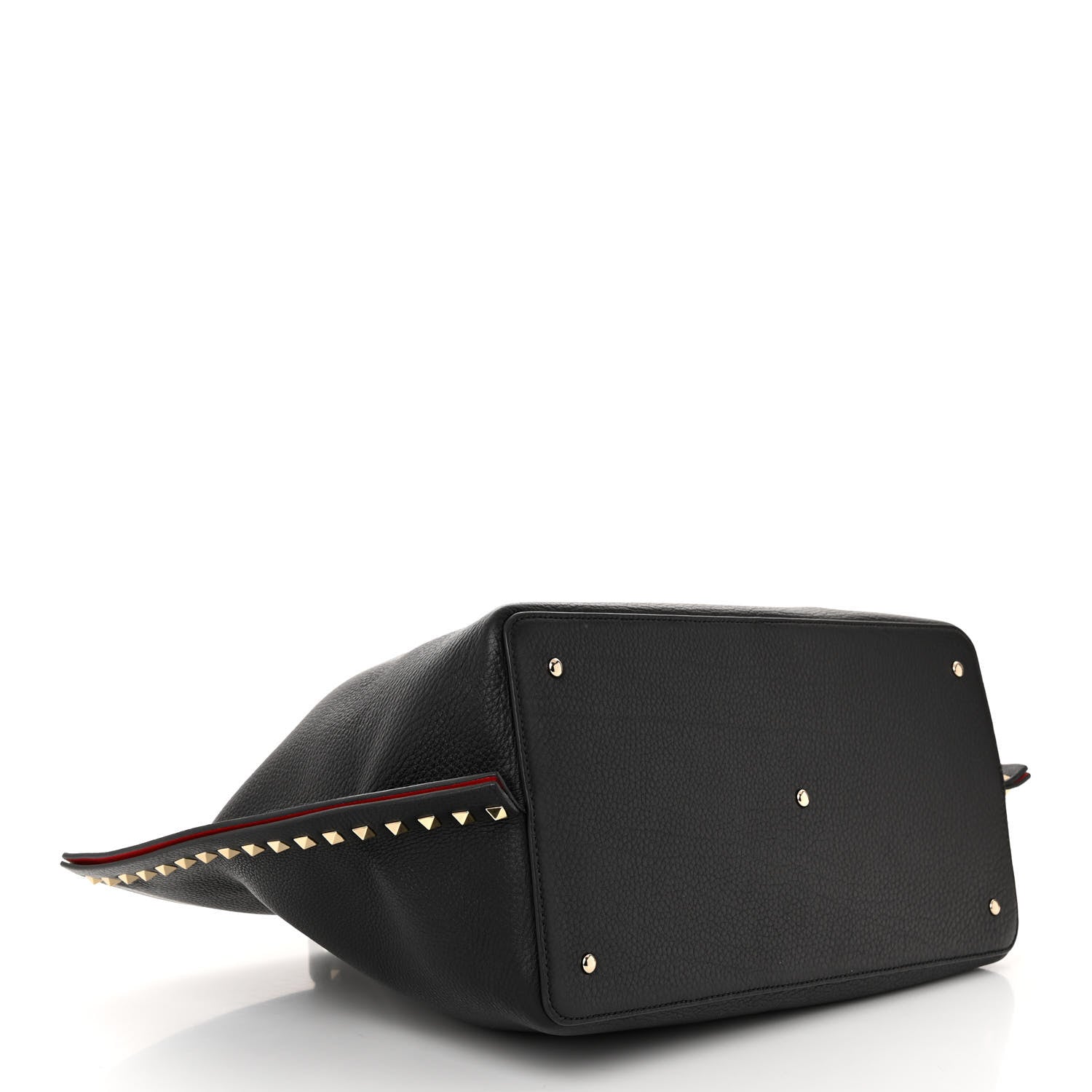 Valentino Garavani Grained Calfskin Rockstud Shoulder Tote Black 4 of 12