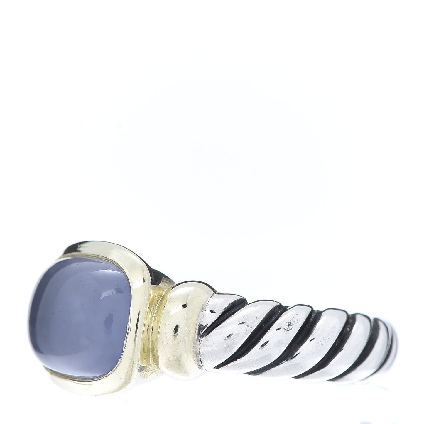 Sterling Silver 14K Yellow Gold Chalcedony 10mm Noblesse Ring 53 6.5