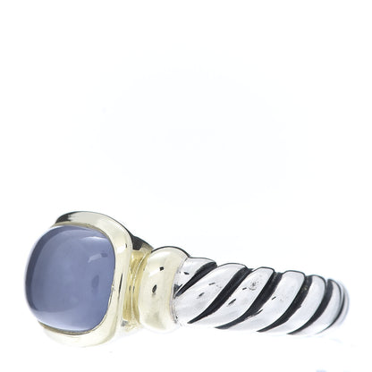 David Yurman Sterling Silver 14K Yellow Gold Chalcedony 10mm Noblesse Ring 53 6.5 3 of 7