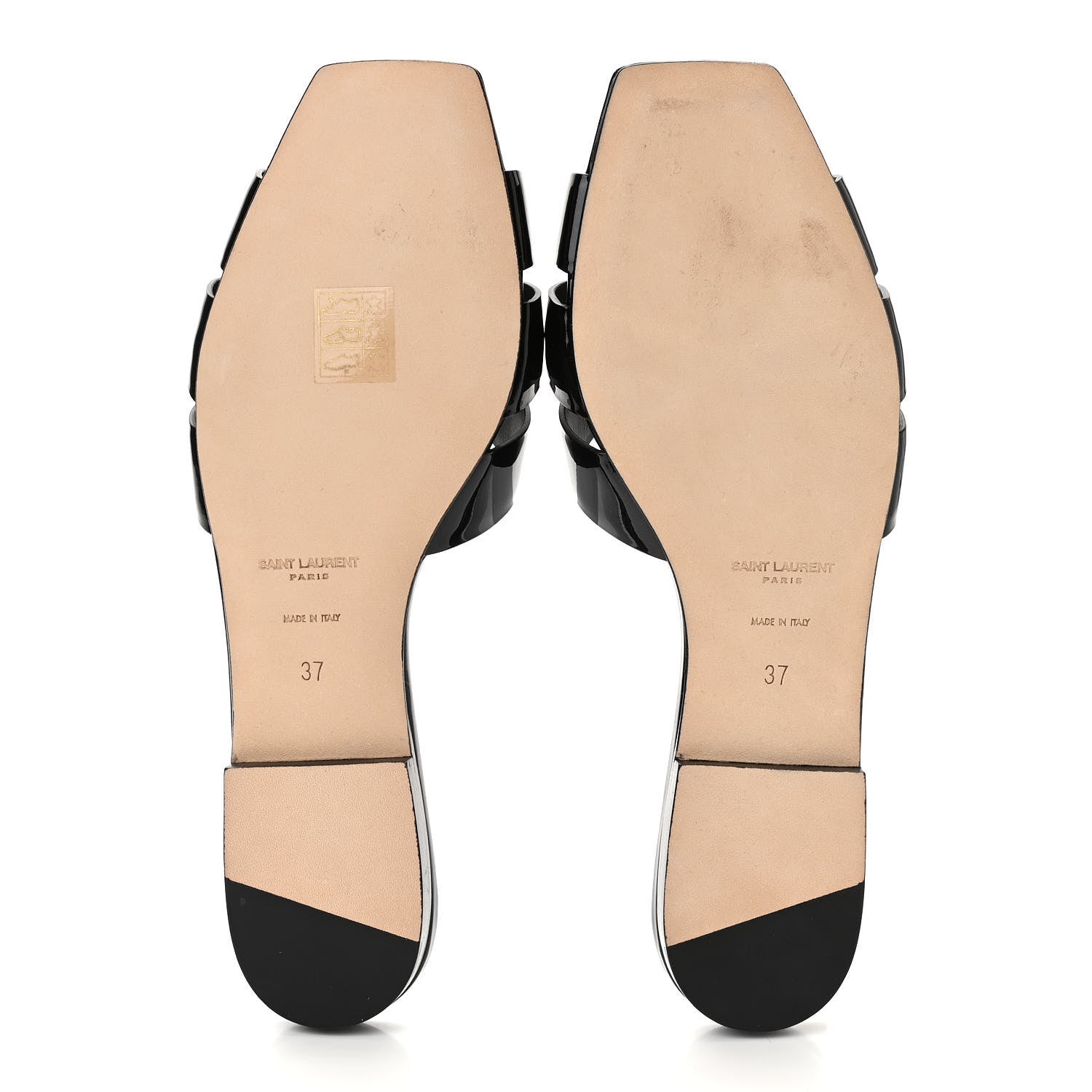 Saint Laurent Patent Calfskin Nu Pied 05 Slide Sandals 37 Black 5 of 9