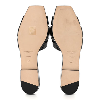 Saint Laurent Patent Calfskin Nu Pied 05 Slide Sandals 37 Black 5 of 9