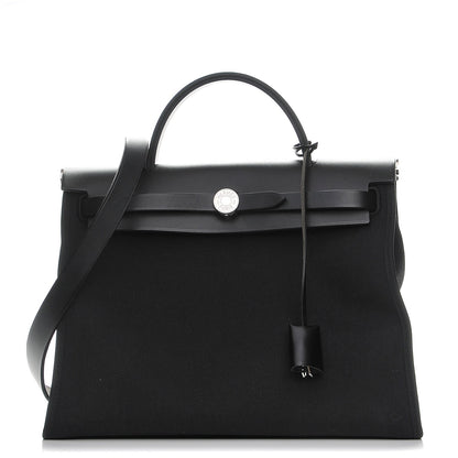 Hermes Military Toile Vache Hunter Herbag Zip PM 31 Black 1 of 9