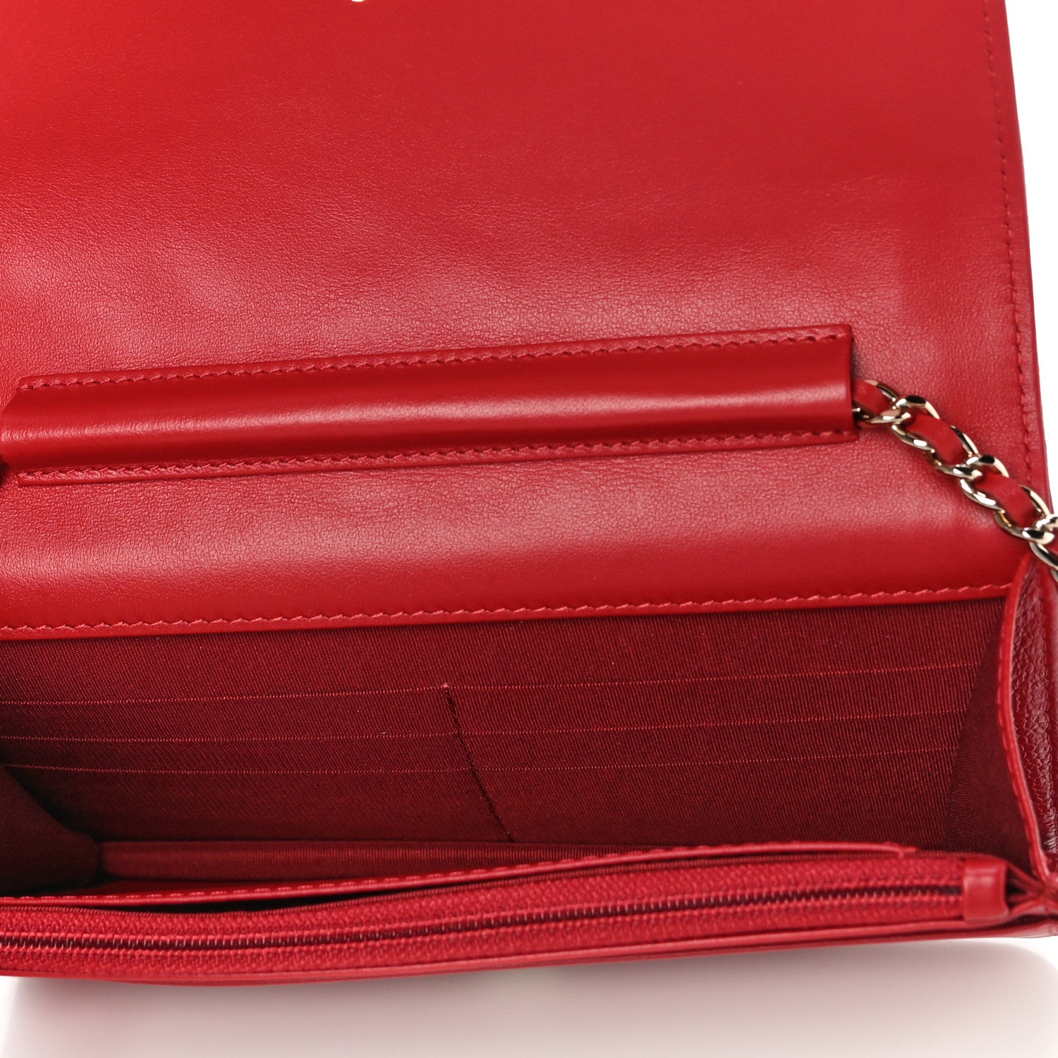 Chanel Caviar Camellia Embossed Wallet On Chain WOC Red 5 of 12