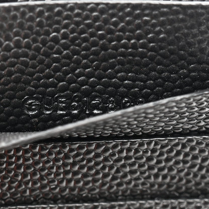 Saint Laurent Grain De Poudre Matelasse Chevron Monochrome Flap Zippered Card Case Black 7 of 8