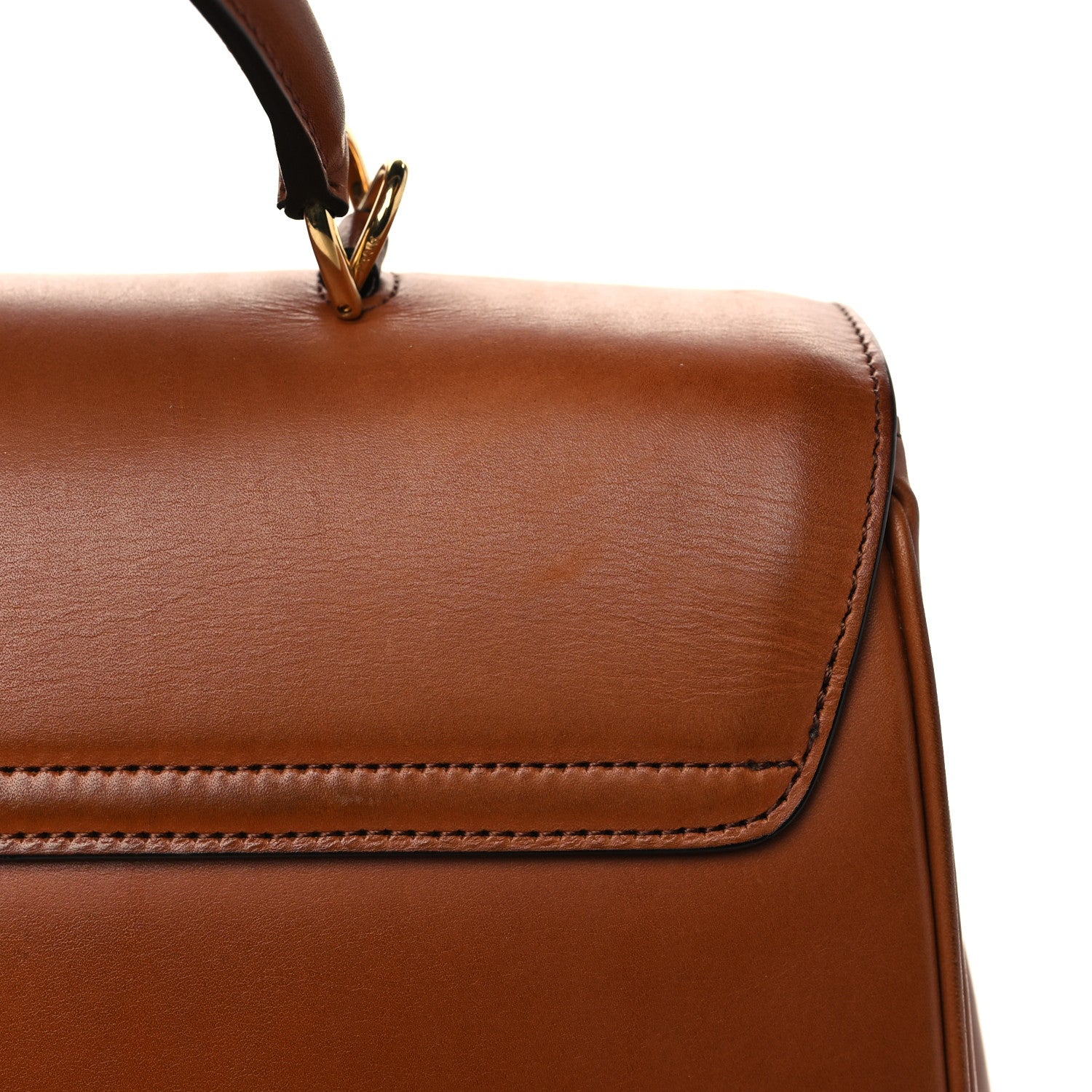 Celine Satinated Calfskin Medium 16 Top Handle Bag Tan 12 of 15