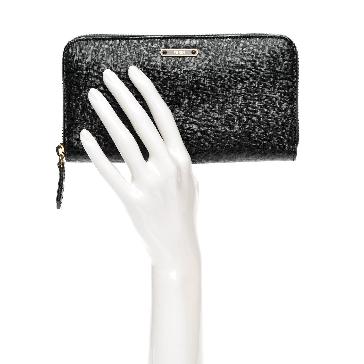 Fendi Vitello Elite Zip Around Wallet Black 2 of 6