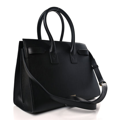 Versace Grained Calfskin Large Virtus Top Handle Shoulder Bag Black 3 of 8