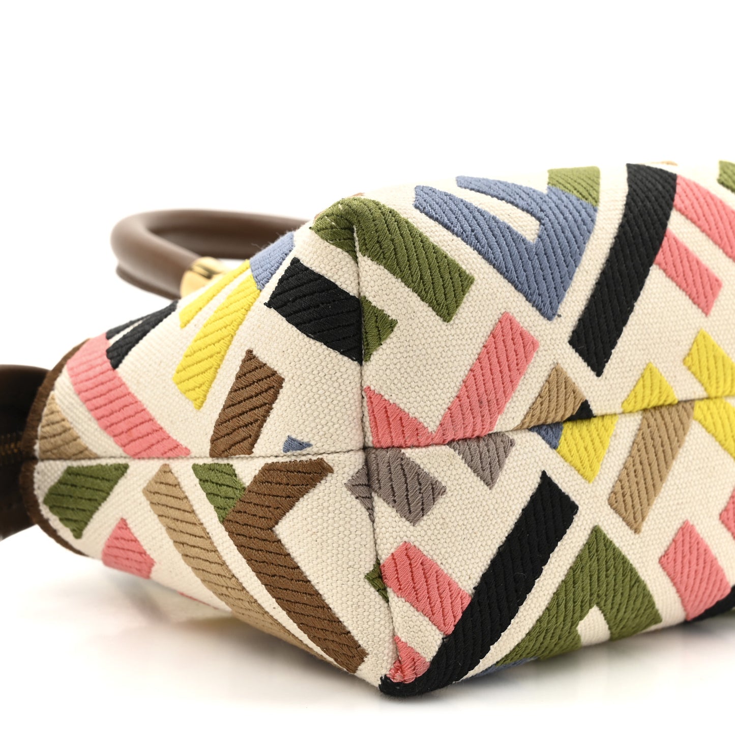 Canvas Vitello FF Multicolor Embroidered Mini By The Way Top Handle Boston Bag Multicolor