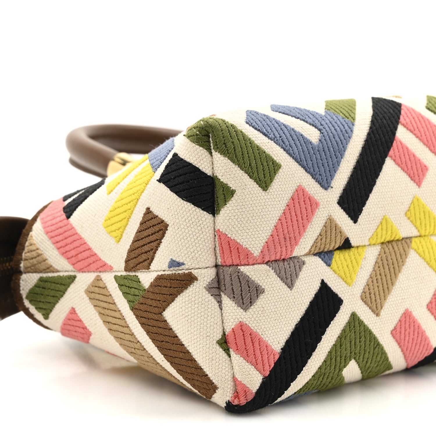 Fendi Canvas Vitello FF Multicolor Embroidered Mini By The Way Top Handle Boston Bag Multicolor 10 of 10