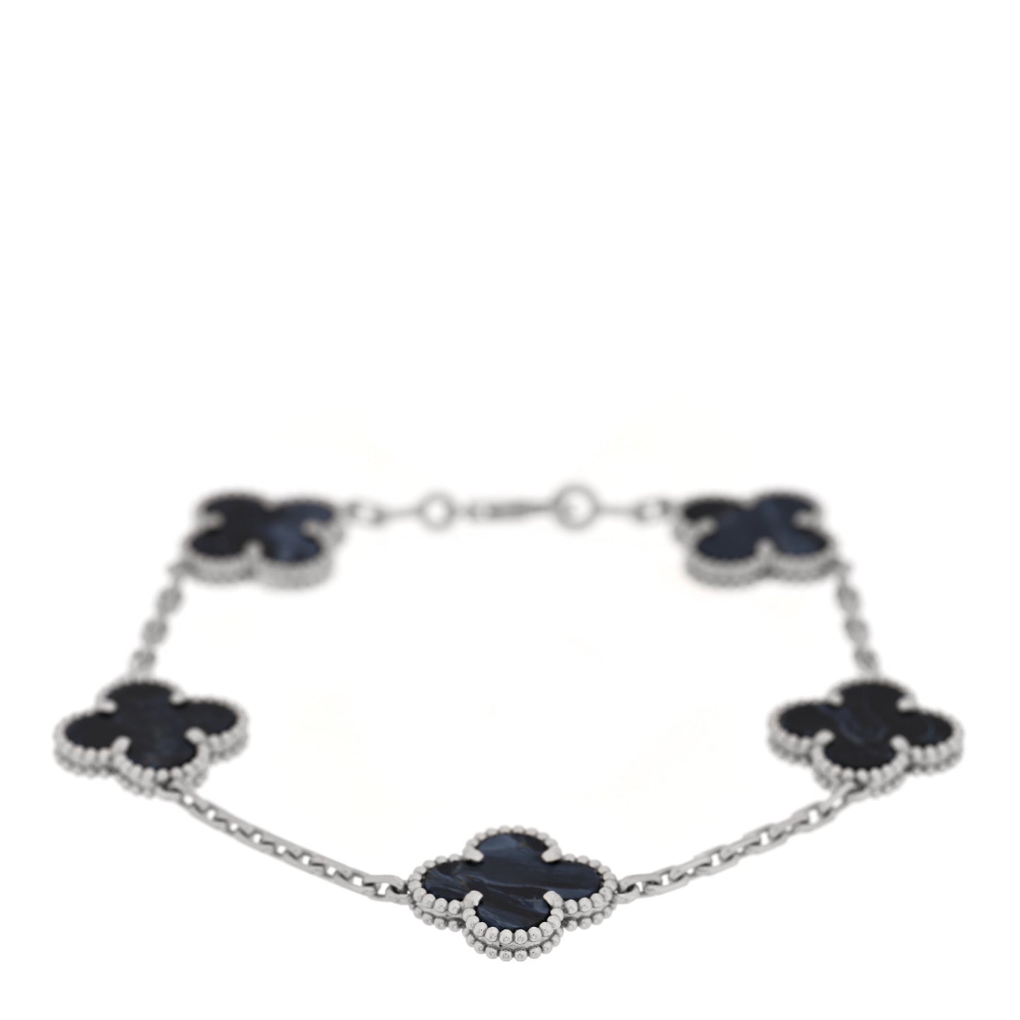 18K White Gold Pietersite 5 Motifs Vintage Alhambra Bracelet