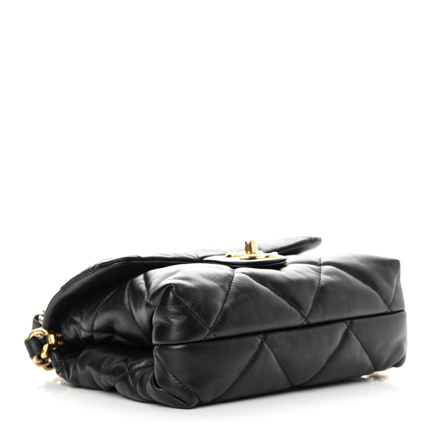 Lambskin Quilted Small Chain Top Handle Flap Black