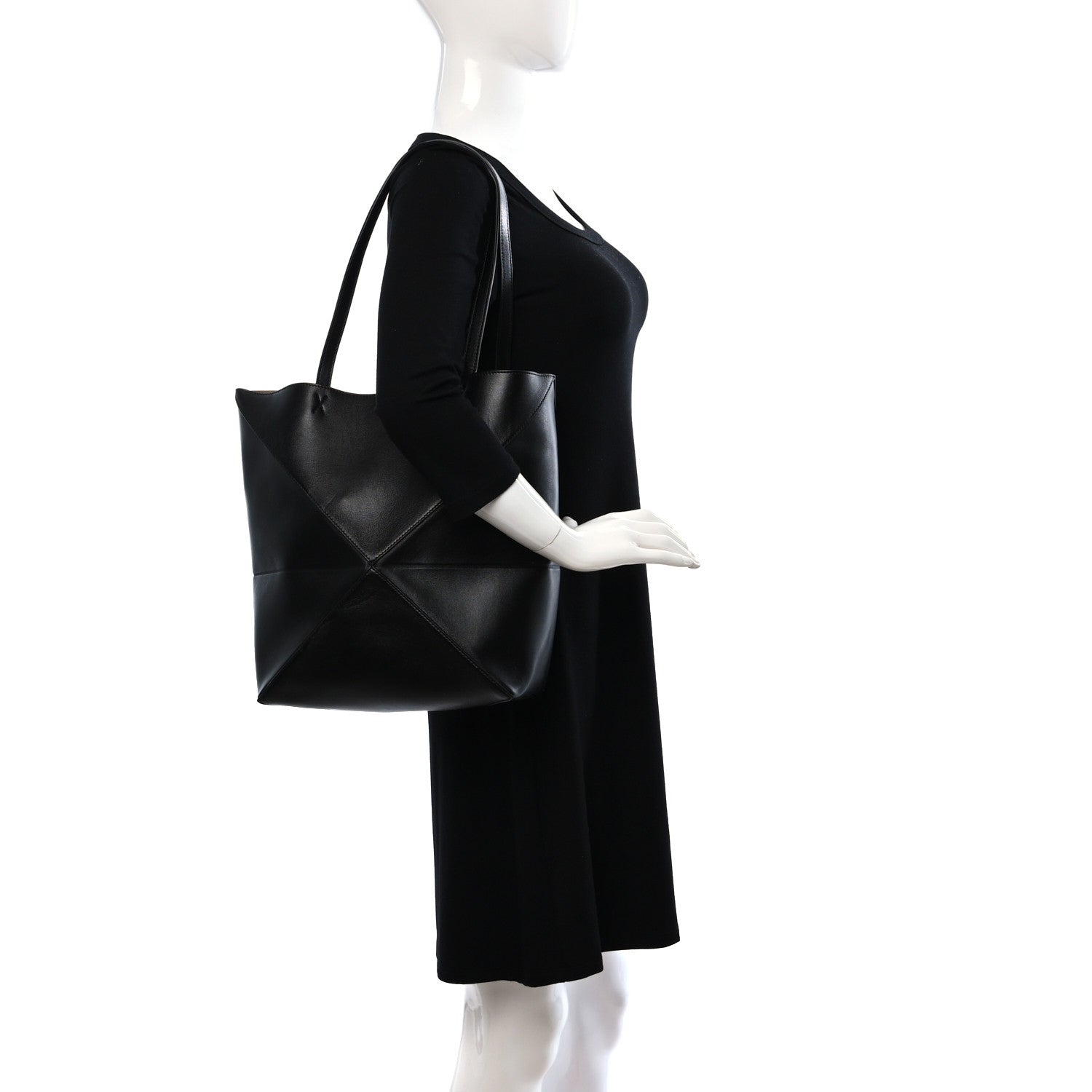Loewe Shiny Calfskin Medium Puzzle Fold Tote Black 2 of 8