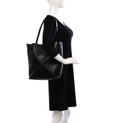 Loewe Shiny Calfskin Medium Puzzle Fold Tote Black 2 of 8