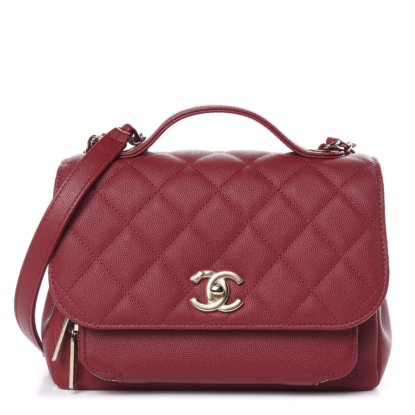 Caviar Quilted Medium Business Affinity Flap Burgundy