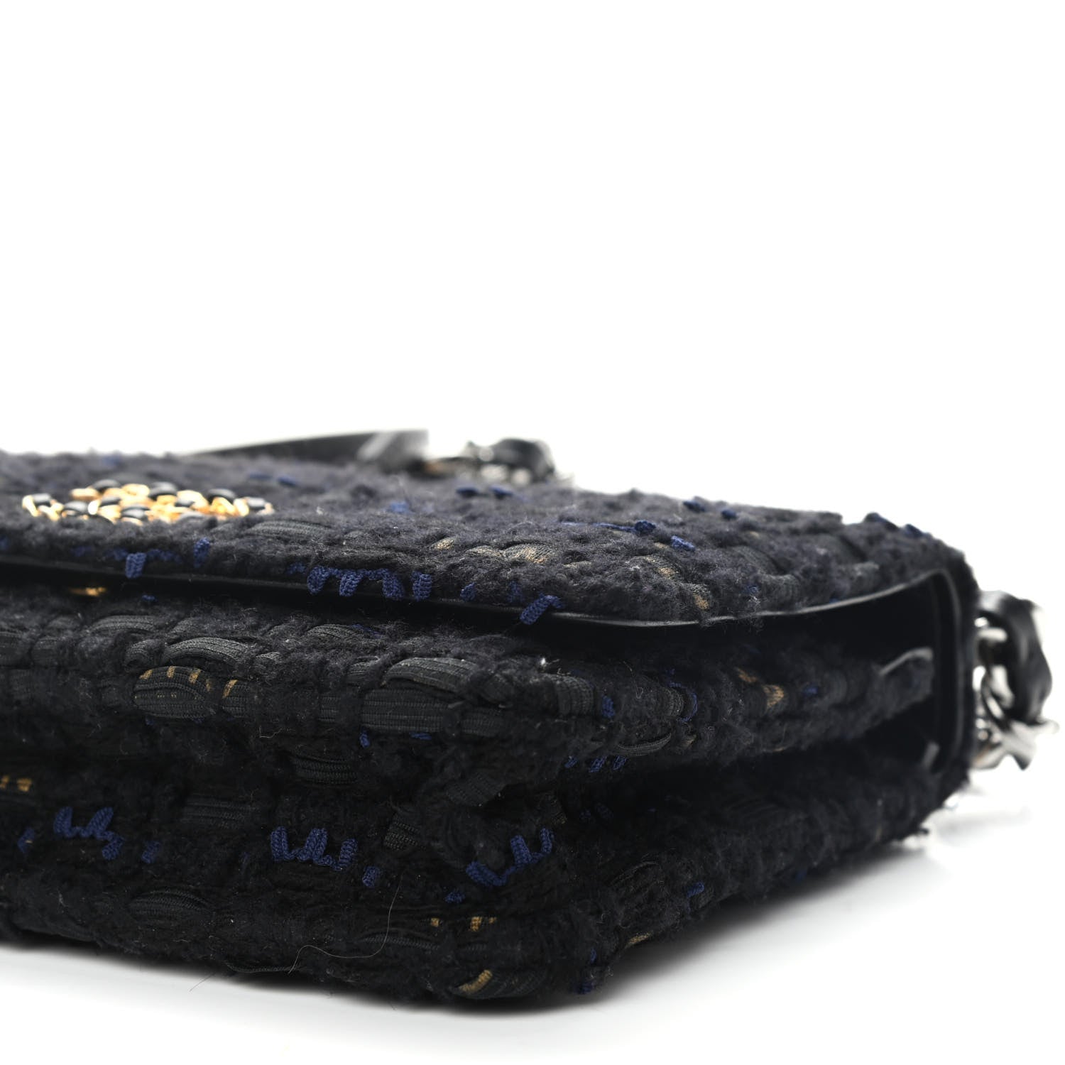 Chanel Tweed Quilted Chanel 19 Wallet On Chain WOC Black Navy Gold 9 of 9