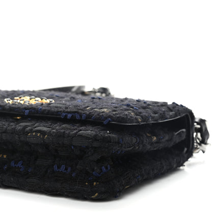 Chanel Tweed Quilted Chanel 19 Wallet On Chain WOC Black Navy Gold 9 of 9