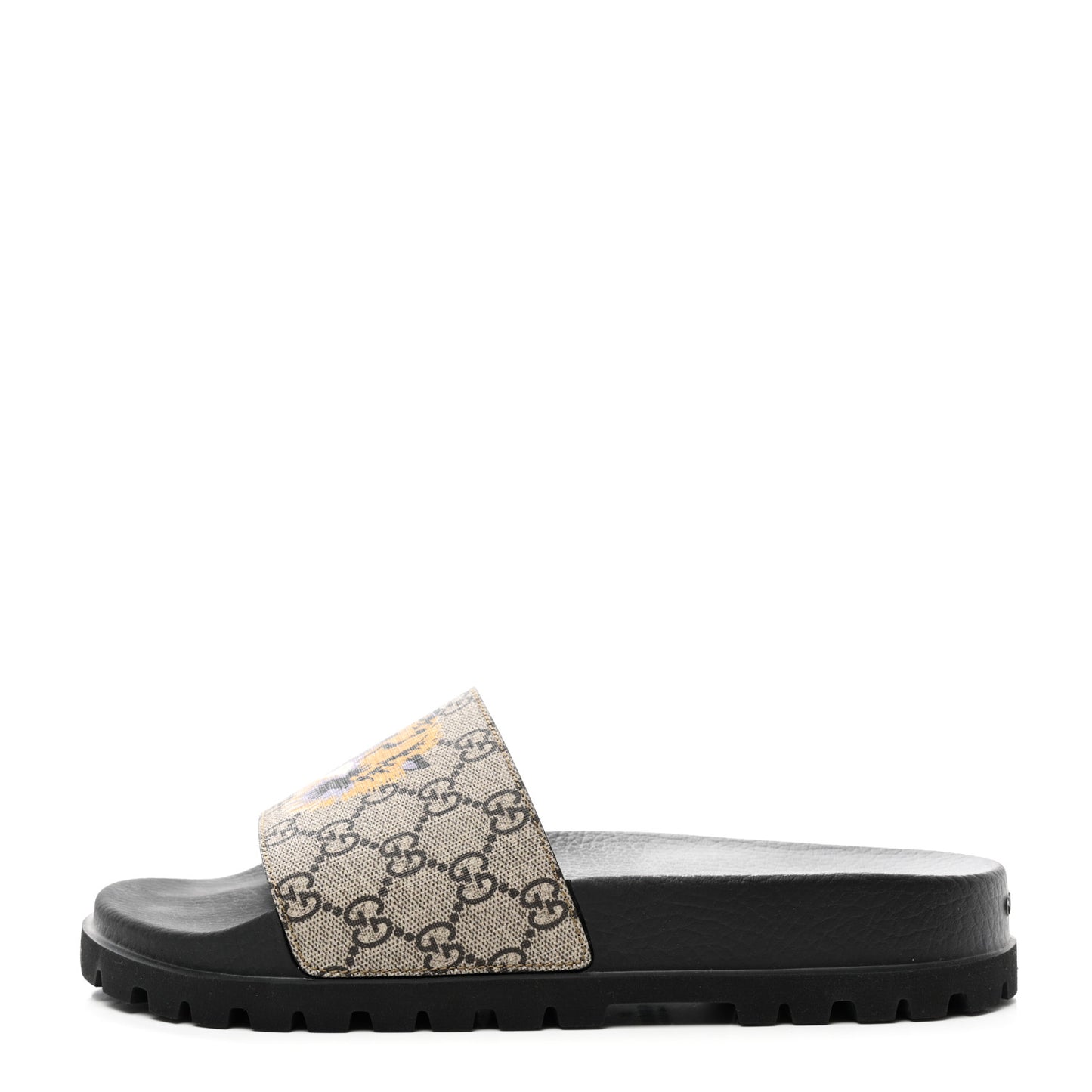 GG Supreme Monogram Tiger Mens Lug Sole Slide Sandals 8 9 Ebony