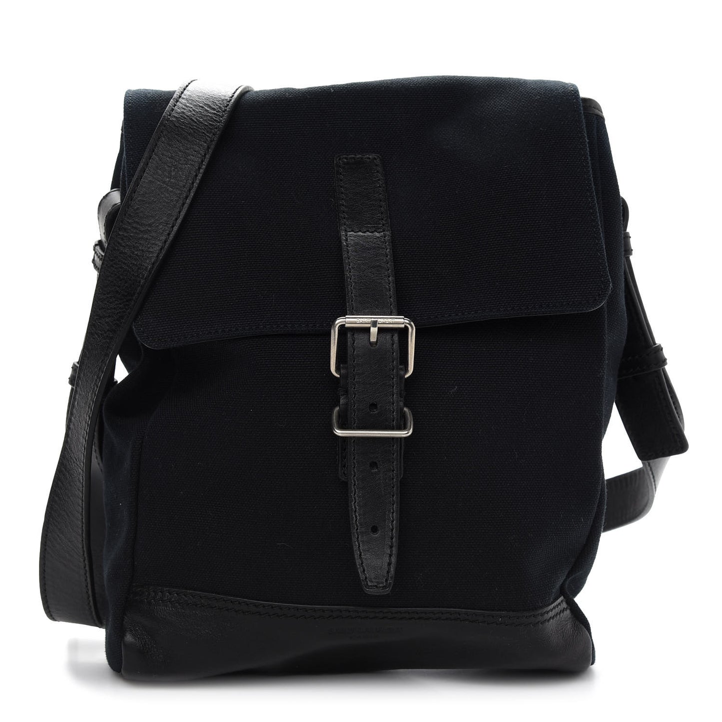 Canvas Mens Messenger Crossbody Flap Black
