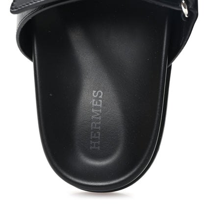 Hermes Calfskin Womens Chypre Sandals 37.5 Black 8 of 10