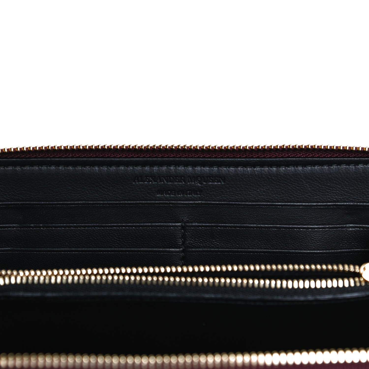 Alexander McQueen Pebbled Calfskin Skull Continental Zip Wallet Oxblood 6 of 13