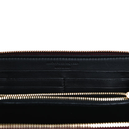 Alexander McQueen Pebbled Calfskin Skull Continental Zip Wallet Oxblood 6 of 13