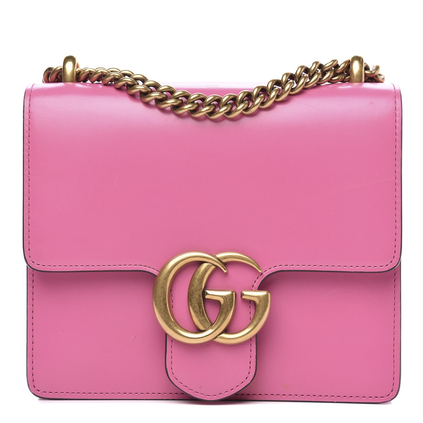 Knight Calfskin Small GG Marmont Chain Handle Bag Pink Tropical Flower