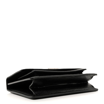 Balenciaga Patent Calfskin Lizard Embossed XS Sharp Top Handle Bag Black 4 of 14