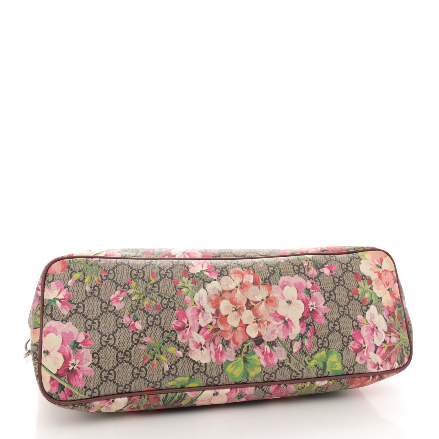 GG Supreme Monogram Blooms Medium Zippered Tote Beige Multicolor Dry Rose