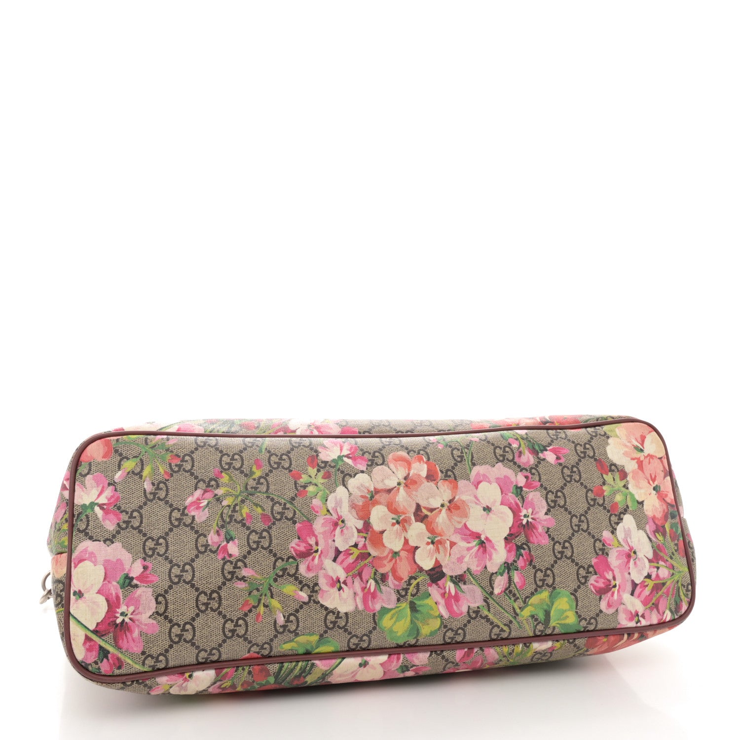 Gucci GG Supreme Monogram Blooms Medium Zippered Tote Beige Multicolor Dry Rose 4 of 12