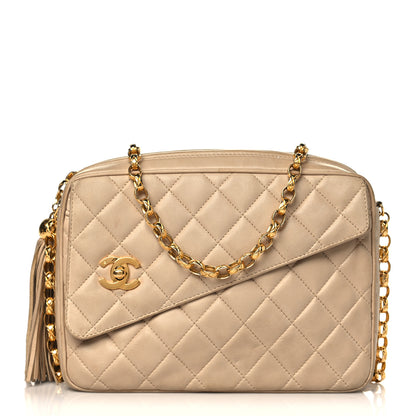 Chanel Lambskin Quilted Tassel Flap Camera Case Beige 1 of 15