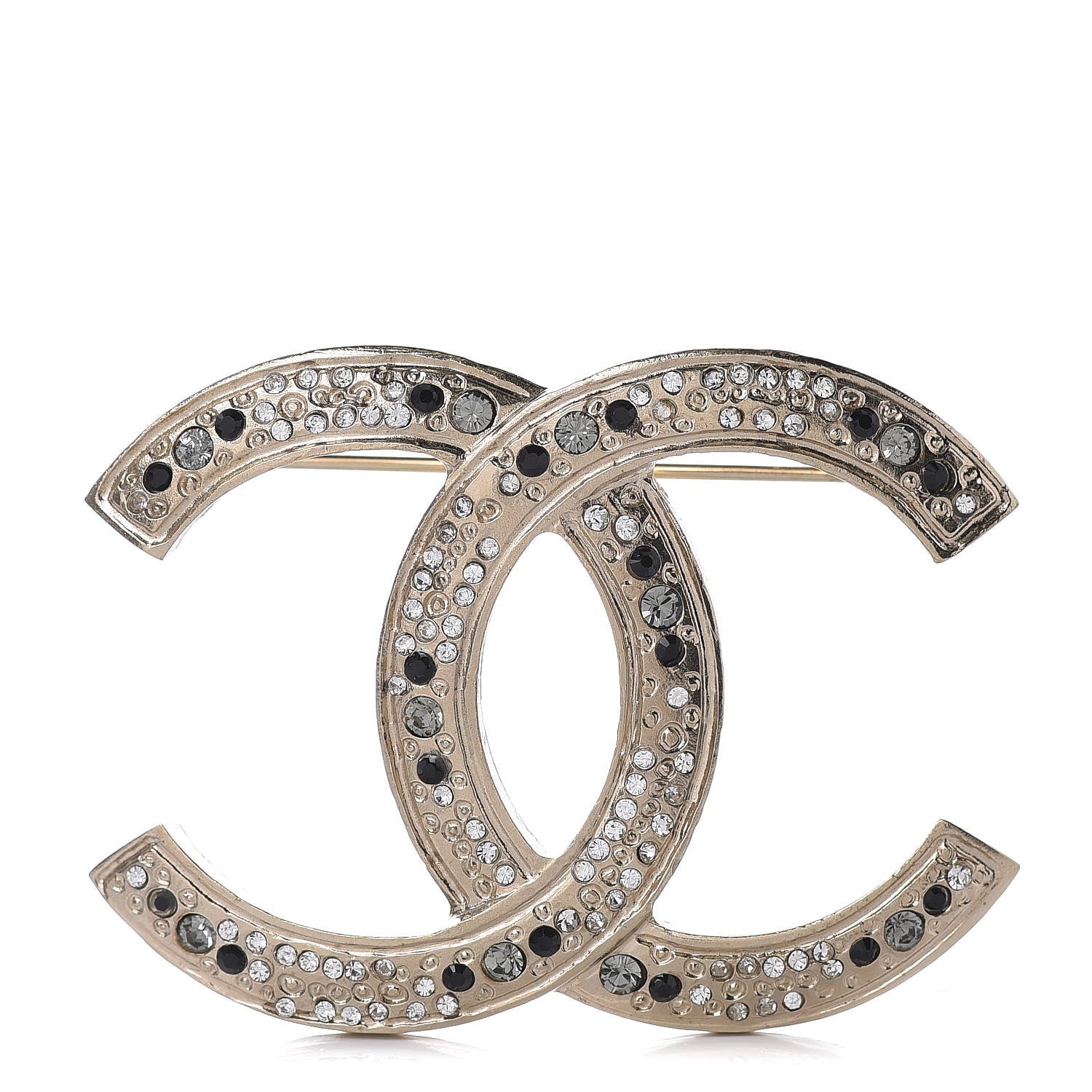 Chanel Crystal CC Brooch Light Gold 1 of 5