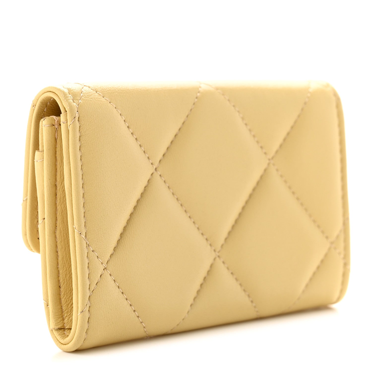 Chanel Lambskin Quilted Chanel 19 Flap Card Holder Yellow 3 of 9