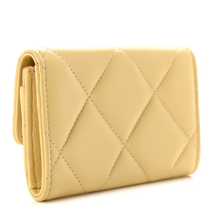 Chanel Lambskin Quilted Chanel 19 Flap Card Holder Yellow 3 of 9
