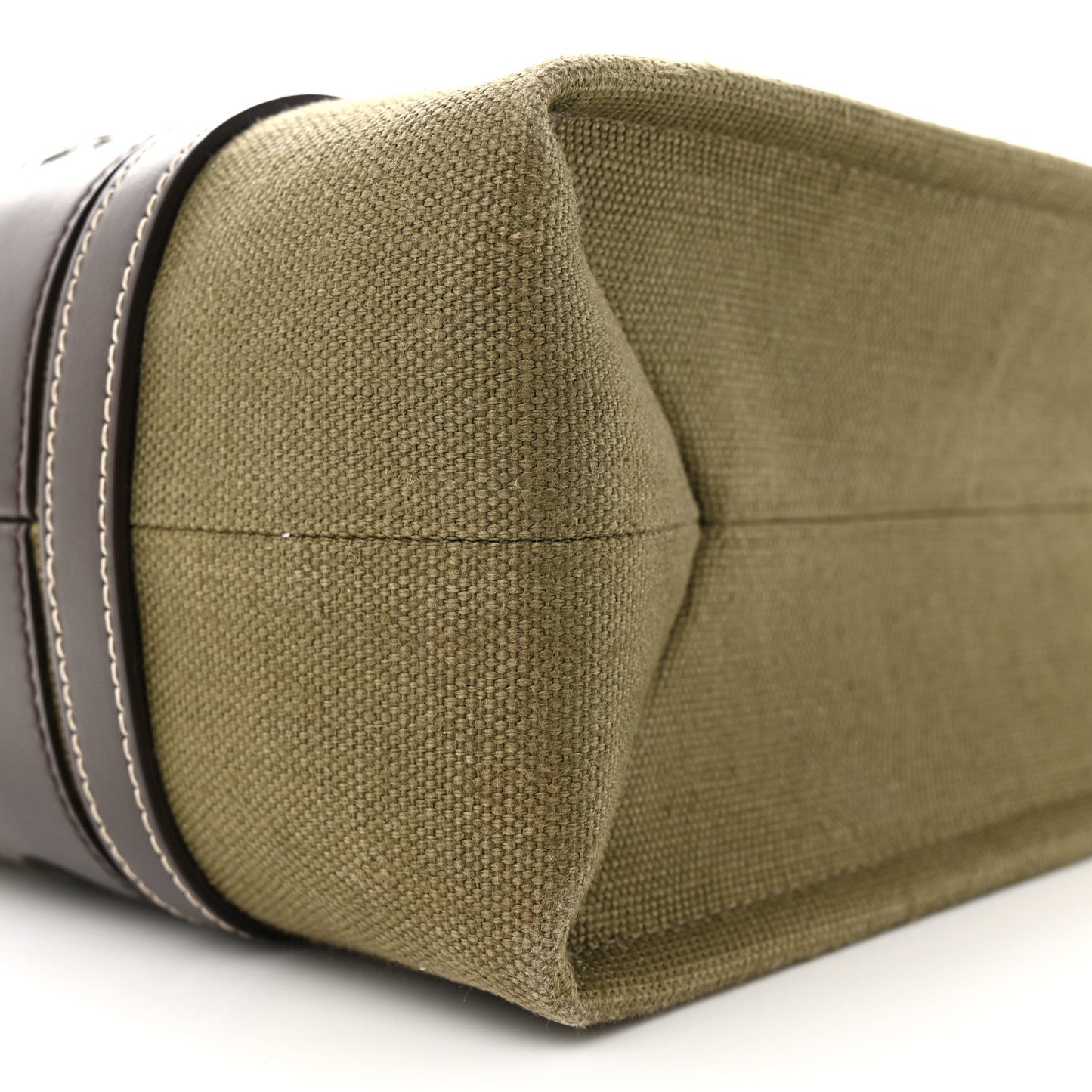 Linen Calfskin Medium Woody Tote Warm Green
