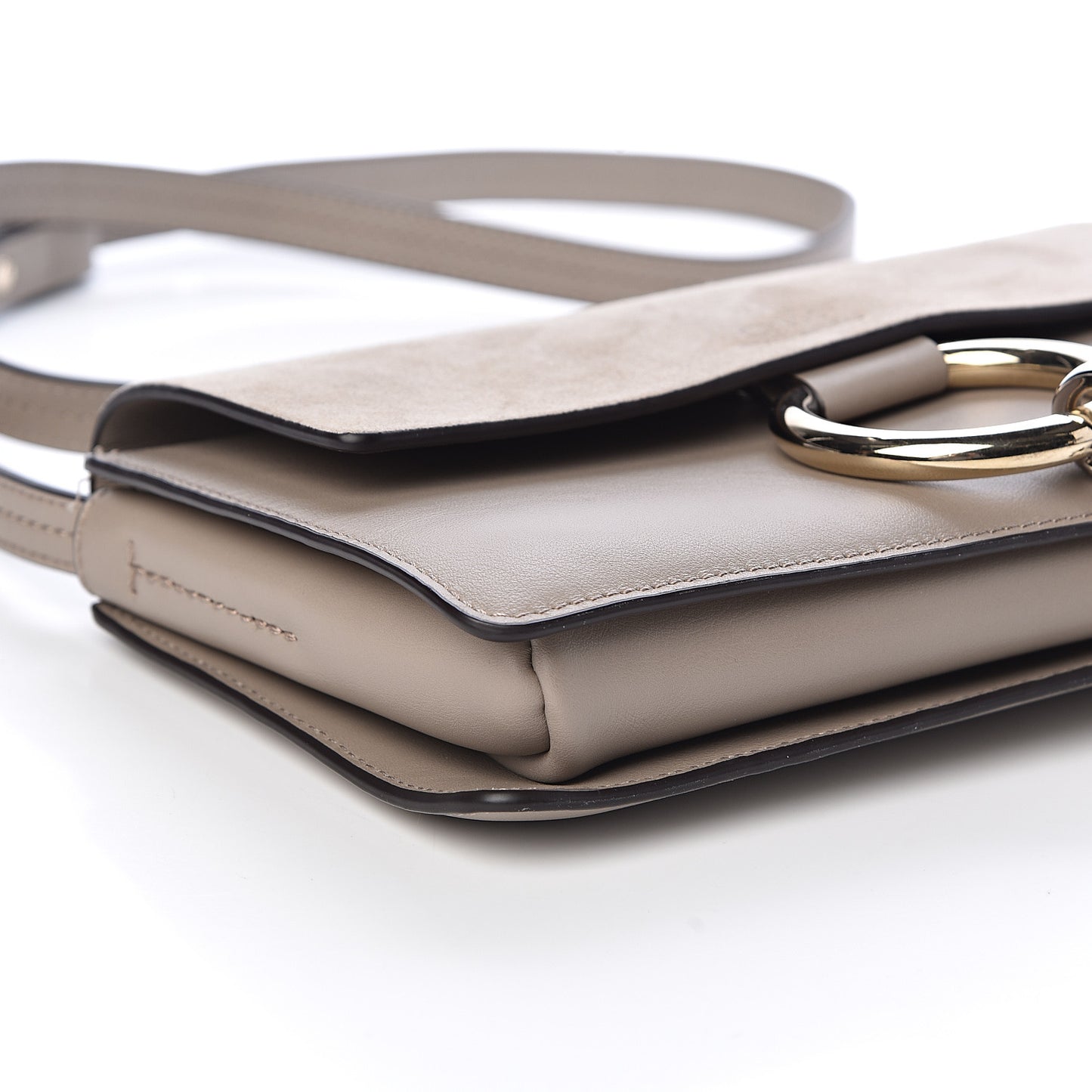 Suede Calfskin Small Faye Shoulder Bag Motty Grey
