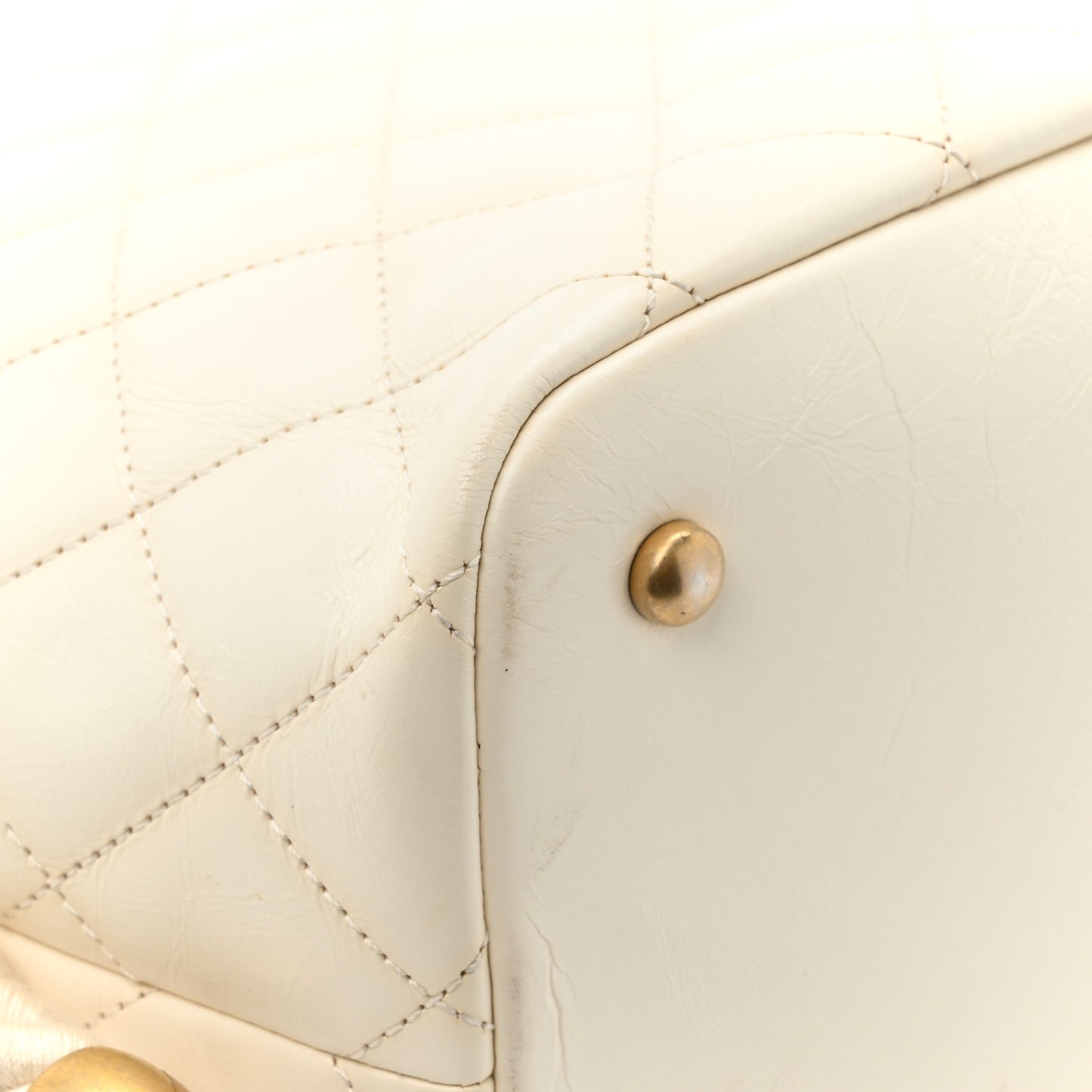 Crumpled Calfskin En Vogue Rope Hobo Bag White
