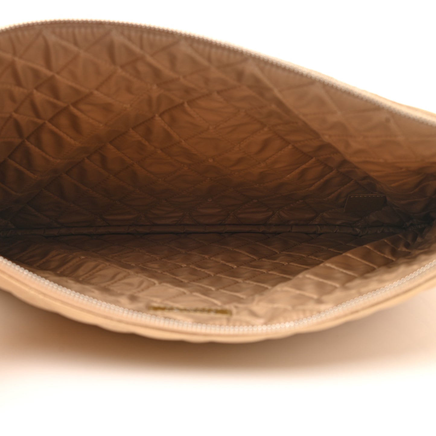 Metallic Lambskin Star Embossed Large Cosmetic Pouch Gold