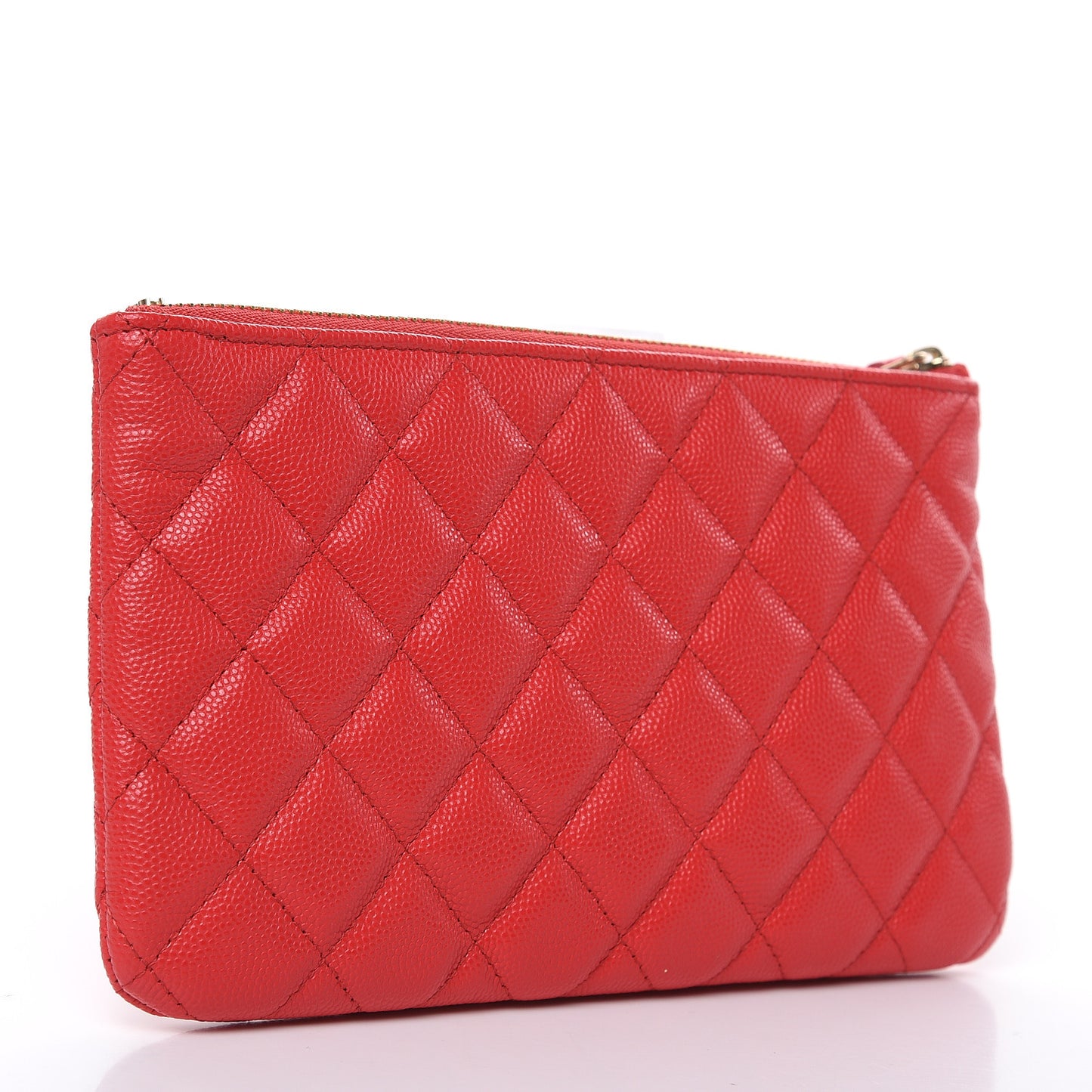 Shiny Caviar Quilted Cosmetic Case Red