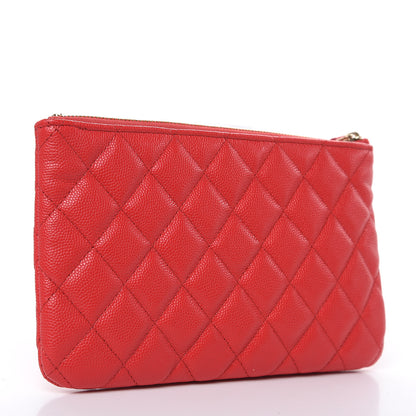 Chanel Shiny Caviar Quilted Cosmetic Case Red 3 of 8