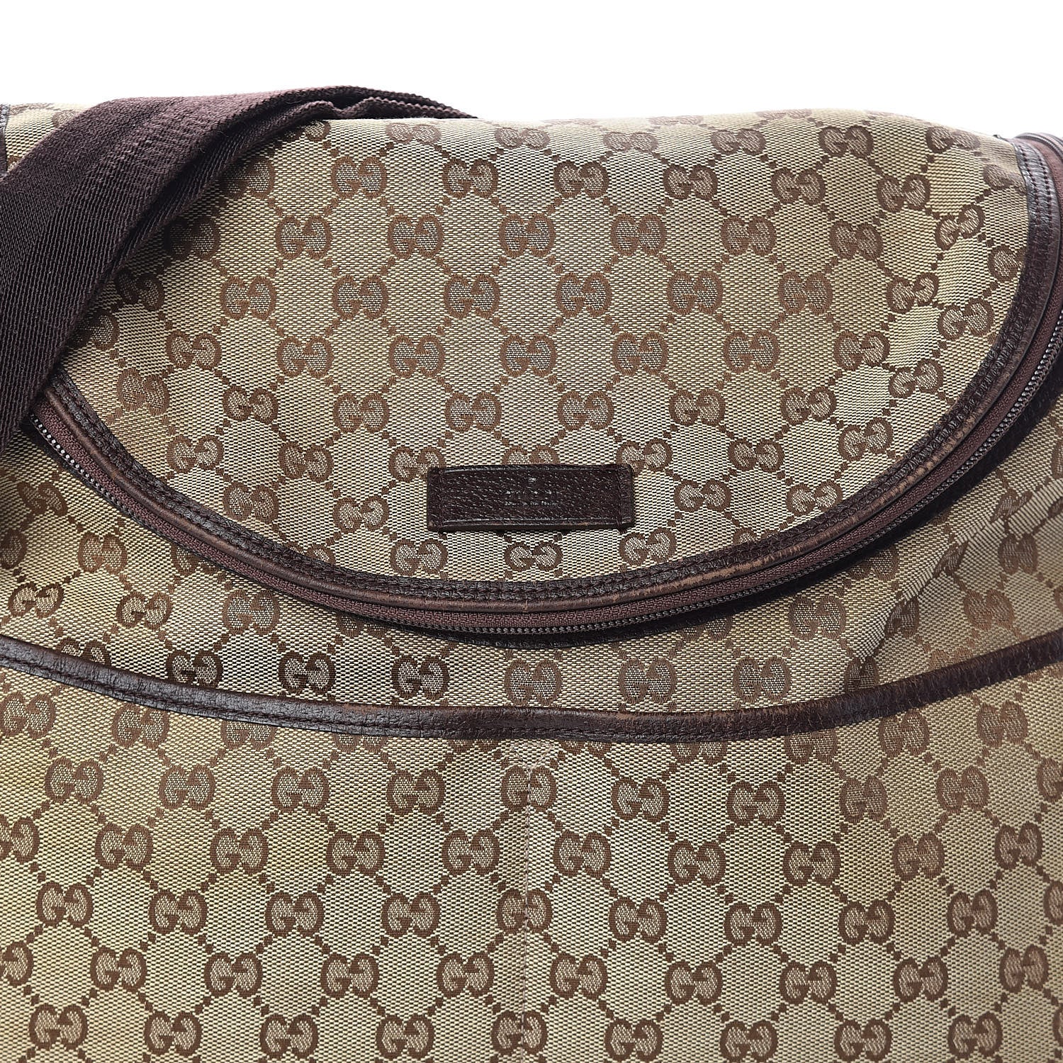 Gucci Monogram Natural Pigskin Large Diaper Bag Beige Ebony Cocoa Dark Chocolate 8 of 10